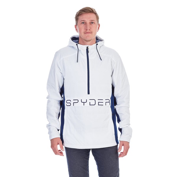 Spyder Men's Force Insulated Anorak Ski Jacket Windbreaker, White, Medium