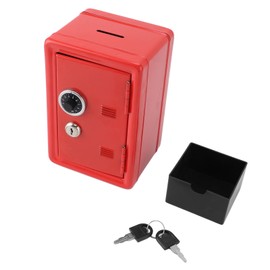 Money Bank, Kids Piggy Bank Locker Safe Cute Metal Vertical with Lock Keys Cash Box Money Saving Organizer for Home Use (Red)
