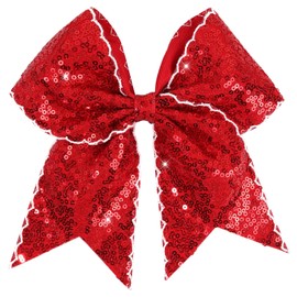 7" Glitter Large Cheer Hair Bow Clips for Girls Cheerleader