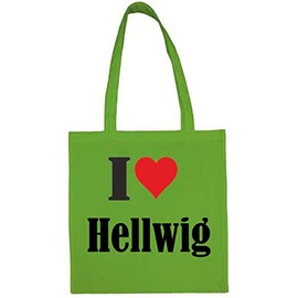 Reifen-Markt Tasche I Love Hellwig Größe 38x42 Farbe Grün Druck Schwarz