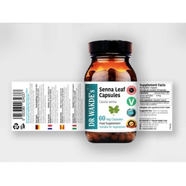 DR WAKDE'S Senna Blatt Kapseln (60 Veg Caps, Ayurveda-Ergänzung, Vegan, Kräuter, Natürlich)