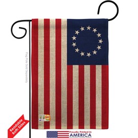 Ornament Collection G192173-DB Betsy Ross Burlap Americana Historic Decorative Vertical Garden Flag, 13"x 18.5", Multi-Color