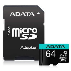 ADATA Premier Pro Tarjeta de Memoria MicroSDXC UHS-I U3 V30 Clase 10 A2 MircoSD con Adaptador AUSDX64GUI3V30SA2-RA1
