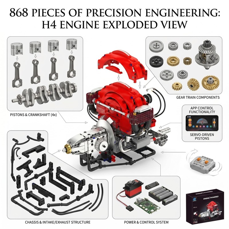 AoreSpty Engine Model Building Kit, STEM Motor Display Set Engine