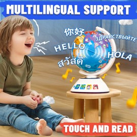 SMILESSKIDDO Globe for Kids - Learning toys for 2 Year Olds, Interactive Globe With Dynamic Lighting & Music, Educational Toys for 3 Year Old, Kids Christmas Gifts