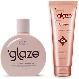 Glaze Sheer Glow Transparent Clear Conditioning Super Gloss 6.4 fl.oz & GlaziPlex Super Bond Repair Hair Treatment, 120ml. 4-in-1 Deep Conditioning Hair Mask