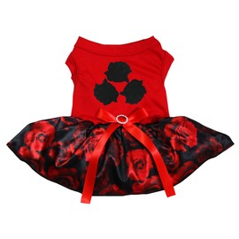 Petitebella Black Roses Puppy Dog Dress (Red/Black Roses, XX-Large)