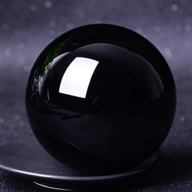 XUQULI 4-20cm Big Natural Black Obsidian Sphere Large Crystal Ball Healing Stone Great Choice for Home Decoration (Color : 5cm)