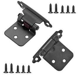 Qrity 2 PCS 1/2 Inch Overlay Cabinet Hinges, Cabinet Door Hinges Self Closing, Flush Cabinet Hinge for Kitchen, Bedroom, Black