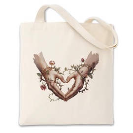 Canvas Tote Bags Aesthetic, Reusable Grocery Bag, Cloth Bags Handbag for Work Beach Travel, Women Cotton Cloth Totes Gift, Gifts for Mom Grandma Aunts Friends, Heart Canvas Tote Bag