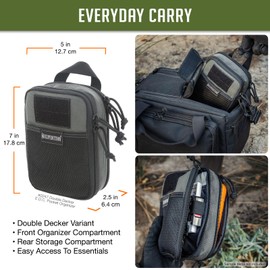 MAXPEDITION Double-Decker EDC Pocket Organizer (5” x 2.5” x 7”) EDC Pouch, Tactical Tool Pouch for Organization, MOLLE Accessories for Everyday Carry (Wolf Gray) 0247W