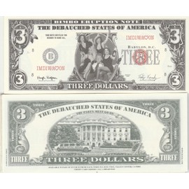 Bill Clinton and Girls Novelty 3 Dollar Bill Slick Times Funny-Money 1996 New