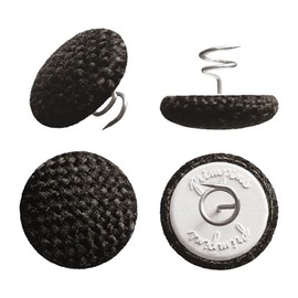 Primpins Short Upholstery Pins - Performance Poly - 4 Colors Available - Fabric Covered Button Twist Pins - Keeps Furniture Covers in Place (Set of 12, Black)