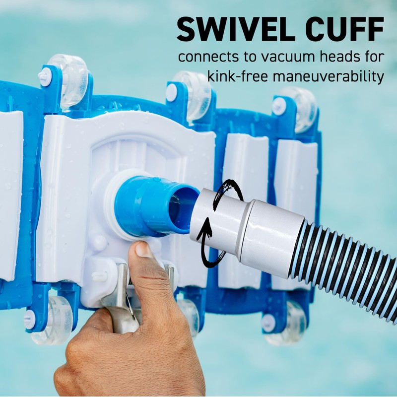 Swimming Pool Vacuum Hose 1-1/2" x 50-Ft, Swivel Cuff Kinkproof