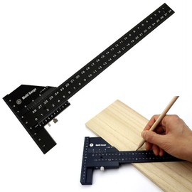 Telituny Woodworking Ruler, 28 cm/11 Inch Multi-Sliding Depth Gauge Aluminium Alloy T-Square Ruler Woodworking Scribing Tool Measuring Tools for Workshop, DIY, Tool Box