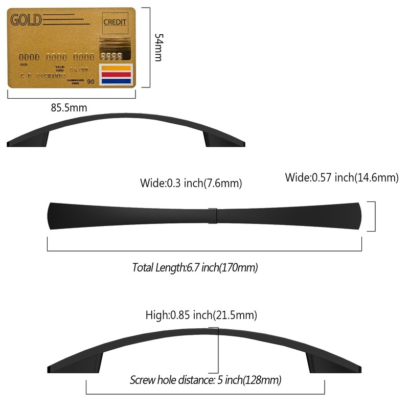 Amerdeco 10 Pack Matte Black Cabinet Pulls 5 Inch(128mm) Hole