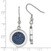 Stainless Steel Polished with Blue Druzy Stone Earrings 42x18 mm