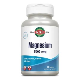 Suplemento Nutricional KAL Complejo de Magnesio 500 mg, 60 Tabletas Sin Sabor                                                                         