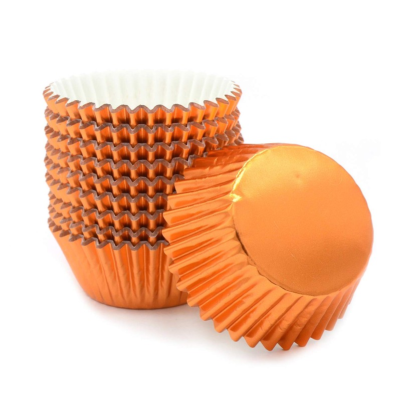 Mombake Brand, Paper Orange Foil Cupcake Cases, 200-Count, All Occasions,