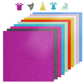 BEISHIDA 12x12inch Glitter Cardstock, 10 Colors Glitter Paper for Crafts, Graduation Grad Cap Decoration, 250GSM Premium Sparkly Scrapbook Paper for Cricut, Card Making, DIY Art Projects(10 Sheets)