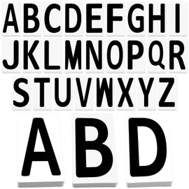 Resurhang 78 Pcs Replacement Letters for White Message Board Sidewalk Signs Swinging Sign Plastic Letters for Signs with 4 Inch Tracks, 3 of Each A to Z Black on White Background