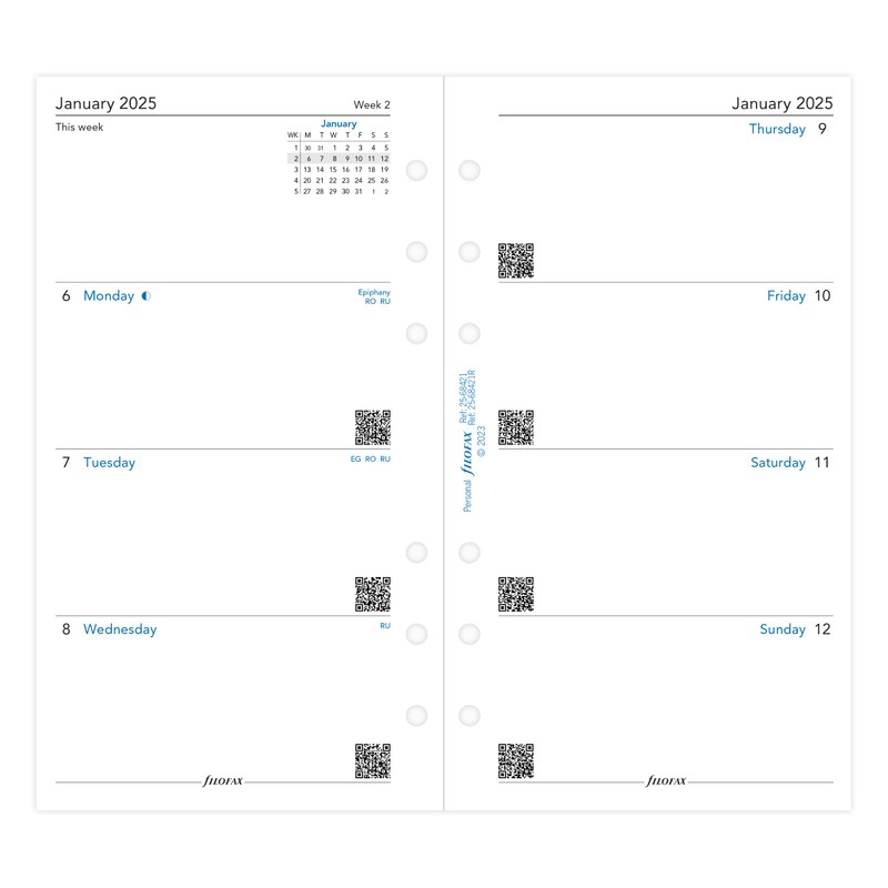 Personal Week on two pages English Monday start 2025