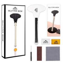 EASTROCK Guitar Bow, 2-in-1 Real Horsehair Guitar Bow for Acoustic, Create Violin & Cello-Like Sounds, Christmas Birthday Gift for Guitar Player and Music Lover, Short White(Black Horsehair)