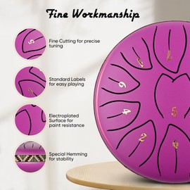 Steel Tongue Drum, Couleeur 6 Inch 11 Notes Tongue Drum for Garden, C Key & Rust-Proof Hand Drum Percussion, Handpan Drum Rain Outside with Drum Bag and Percussion Instruments for Music Therapy