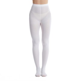 Frola 40D Opaque Tights for Women Soft Silky Solid Color Footed Pantyhose(Large-X-Large,White)