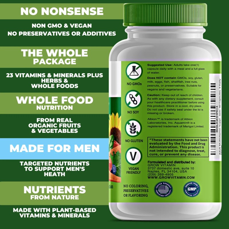 Multivitamínico diario Grow Vitamin One para hombres