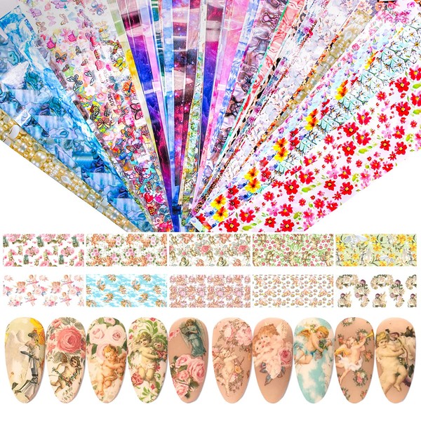 DANNEASY 150 Sheets Nail Foil Nail Transfer Foil Stickers Nail