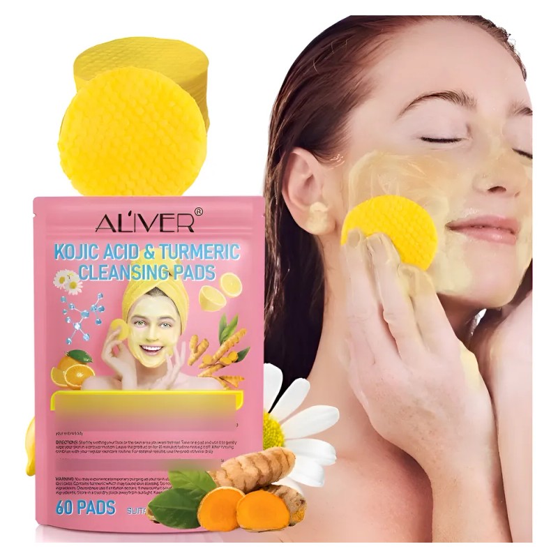 60 Pads Faciales Desmaquillantes Cúrcuma Manzanilla Natural