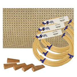 Pressed Cane Webbing Kit 3/8" Superfine Open Mesh with splines, Wedges and Instructions