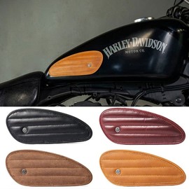 TRIP MACHINE TANK PADS MINI LEATHER CLASSIC STRIPES Motorcycle Tank Pad Leather Mini Classic Stripe - Black
