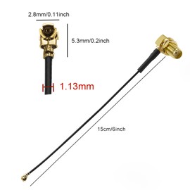 5PCS IPX U.FL to SMA Coax Cable, Right Angle SMA Female to MHF1 IPX UFL 1.13mm Pigtail Cable, 6Inch(15cm) Low Loss U.FL Elbow SM A Female Extension Jumper for Radios, Antenna, Mini PCI