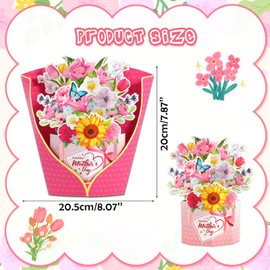 HOWAF 3D Happy Mothers Day Card Pop Up Card, Mother’s Day Card Pop Up Flower Bouquet card, Happy Mother's Day Gifts for Mom Mommy Unique Mothers Day Gifts from Daughter, Son