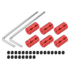 QUARKZMAN Shaft Coupling Connector with Bore of 3 mm - 3 mm Length 20 mm φ 12 mm 6 Pieces Shaft Couplings M4 Aluminium Alloy Rigid Coupling for Car Engine Accessories 3D Printer DIY Robot Red