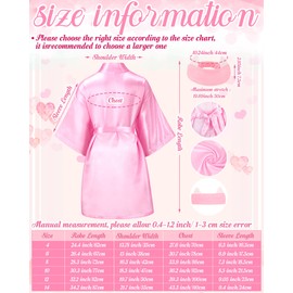 Jecery 5 Pack Kids Birthday Squad Girl Robes Silk Satin Spa Party Robes Flower Slumber Robes DIY Bathrobes with Headband for Party (Pink, 10)