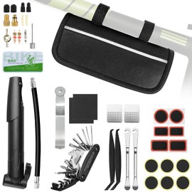 Ninonly Bicycle Repair Kit 38 Pieces Bicycle Repair Tool Set with 16-in-1 Bicycle Multitool Emergency Kit Repair Kit Tyre Lever Bicycle Repair Kit with Bicycle Pump and Repair for On the Go