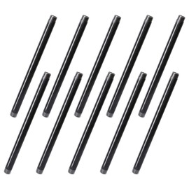 3/4"x16" Industrial Pipe, Home TZH 10 Pack Iron Pipe, Heavy Duty Pre-Cut Steel Pipe, Threaded Metal Pipe Nipple for Industrial Vintage Style DIY Project/Furniture/Shelving Decoration (3/4"x16", Grey)