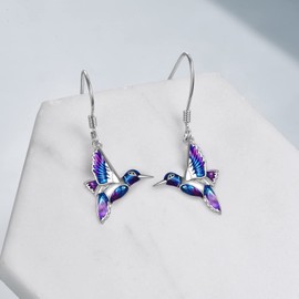 YFN 925 Sterling Silver Hummingbird Dangle Earrings Jewellery Hummingbird Gifts for Women Girls