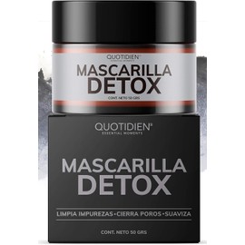 Mascarilla Facial Detox de Carbón Activado - Limpieza Profunda - Absorbe Grasas - Purifica - Disminuye Puntos Negros y Poros - Limpia Impurezas- Arcillas Puras (Kaolin y Bentonita)+ Cera de Arroz+ Extractos Naturales- 94% Ingredientes Naturales- Piel Norm
