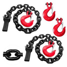 YATOINTO Grade 80 Trailer Safety Chain 36 Inch 2-Pack, Black Electrophoresis Finish with 3/8'' Clevis Snap Hook and Chain Retainer | Transport Chain WLL 25,000 lbs for Towing