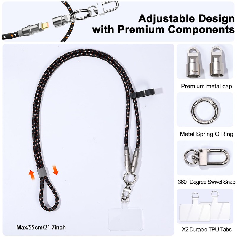 AICase Phone Lanyard Built in Charging Cable for Android Phones,