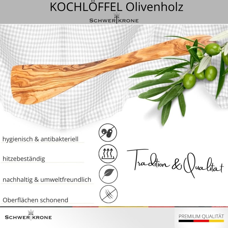 Schwertkrone Cooking Spoon Set, Olive Wood | Spatula | Risotto
