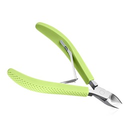 Criyar Fine Edge Cuticle Trimmer & Nippers, Scissor, Silicone Handle Nail Tools for Precise Removal, Durable Washable Cuticle Cutter & Remover Nail Clippers (Green 1PC)