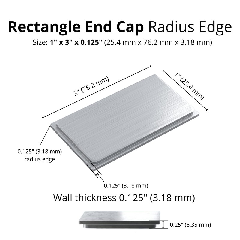 Nelsons CNC 10 Pack 1x3 Inch Aluminum Radius Edge Rectangle