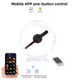 Missyou 3D Hologram Fan,7.9" 3D Hologram Projector Holographic Christmas Tree Advertising Display with Cover, Video Library and Remote and Speaker for Business Store Signs,Bar,Casino,Party