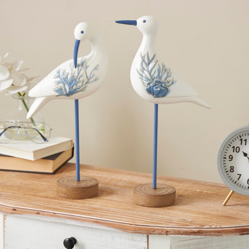 Deco 79 Polystone Bird Decorative Sculpture Home Decor Statues, Set