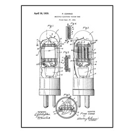 Multiple-electrode Vacuum Tube Patent Print Black Ink on White with Border (8.5" x 11") M10802
